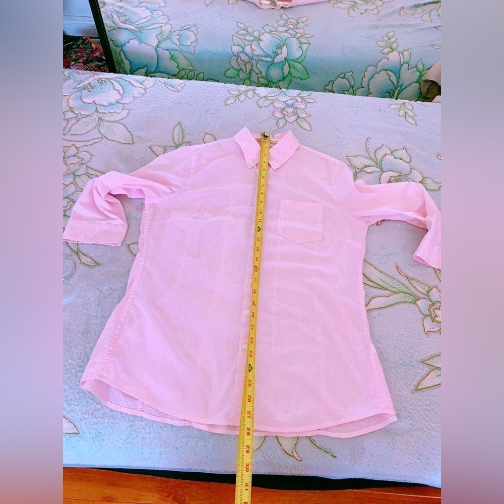 Banana Republic Cotton Button-Down Collared Shirt Pink 3/4 Sleeve SZ 6 - Picture 4 of 9
